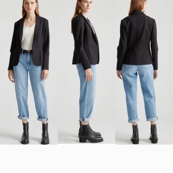 Quince Black Tailored Blazer Ultra Stretch Ponte NWT Medium - Picture 4 of 6